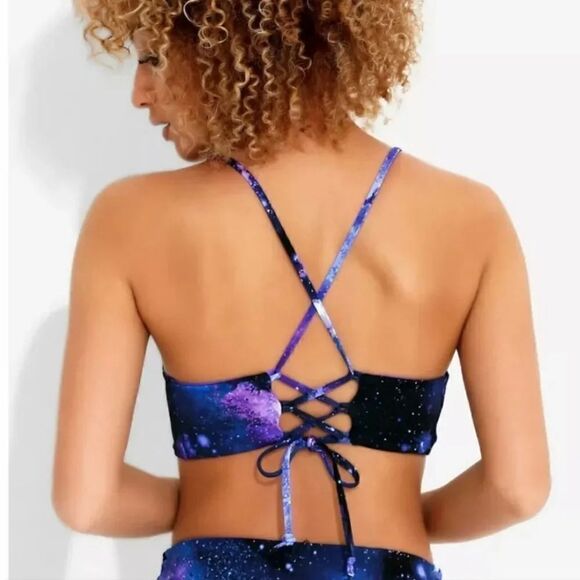 Hot Topic Reversible Galaxy and Purple Swim Bikini Top Size S/M - Picture 3 of 11